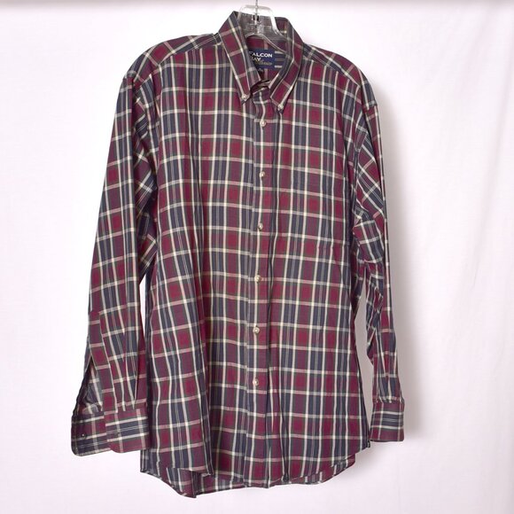 Falcon Bay Classics Men's Long Sleeve Red and Green Plaid Button Up Shirt Size M - Picture 1 of 7